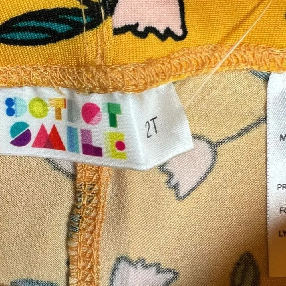 NEW Dot Dot Smile Yellow Pink Floral Leggings 2T